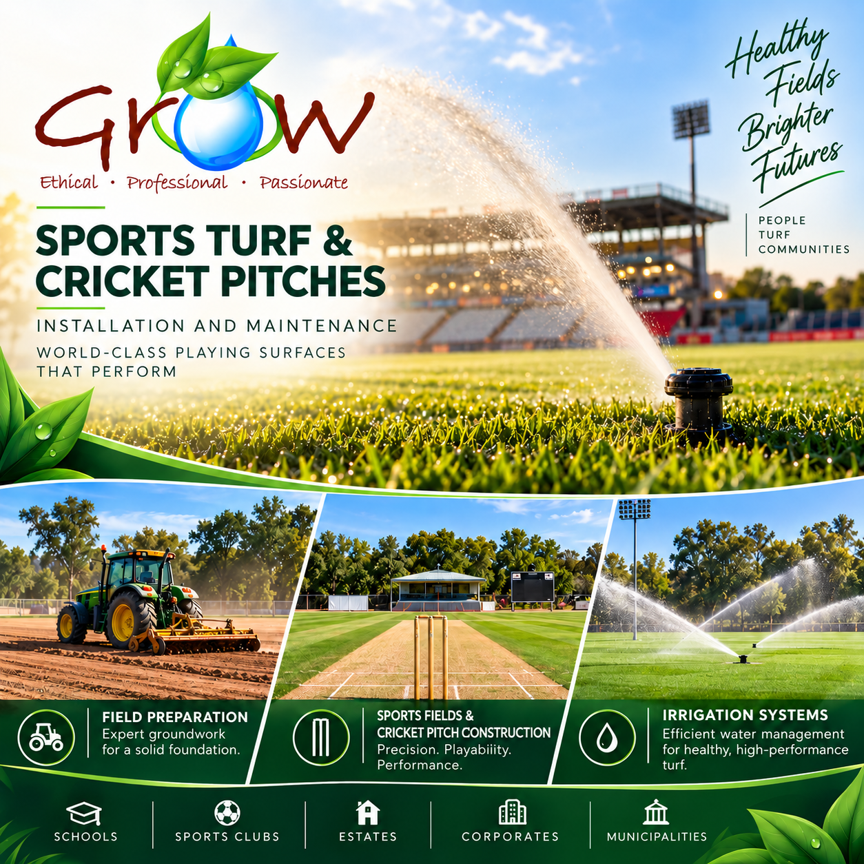 Sports turf and cricket pitches